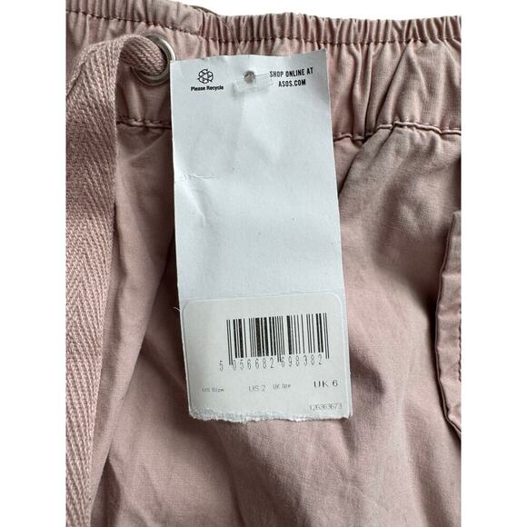 NWT ASOS Utility Parachute Cargo Pants Women’s 2 Pink Wide Leg Drawstring Hem - Picture 9 of 9